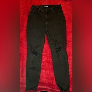 Fashion Nova Black Distressed Skinny Jeans